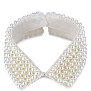Simulated Pearl Beaded Detachable Collar Choker Necklace Elegant Fashion Accesso